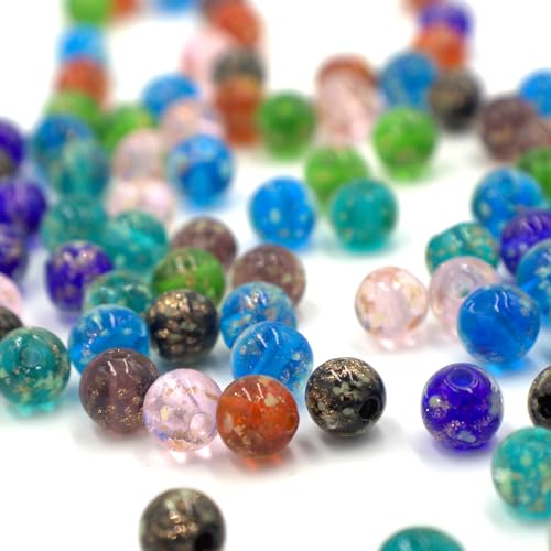 100Pcs Multicolor Glass Beads, 8mm Glow in The Dark Round Glass Beads for Jewelry Making, Earring Spacer Beads, DIY Crafts Bracelets Necklaces Earrings with 1.5~2mm Hole - color: Multicolor