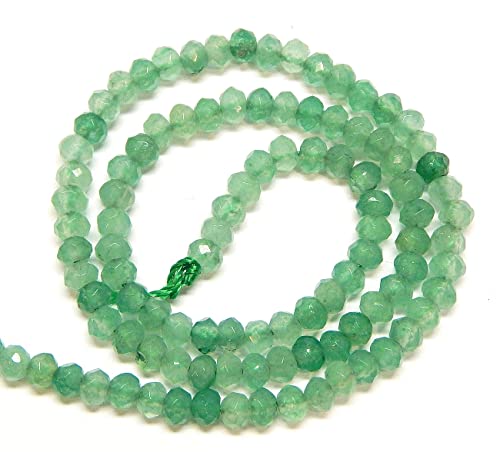 Perlin Agate & Jasper Gemstone Strand Beads 4 mm Rondelle 110 Pieces Jewellery Beads Semi-Precious Stone for Jewellery Necklace Bracelet Earrings (Light Green Agate) - color: Light green agate
