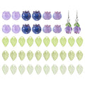 54Pcs Lampwork Blueberry Beads Lampwork Bumpy Blueberry Bead Handmade Fruit Charms with 36 Acrylic Leaf Pendants for Jewelry Making Bracelets Necklaces Crafts