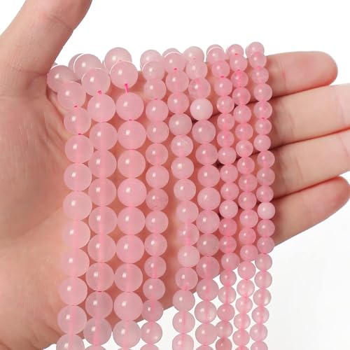 HAAMIIQII 6mm Natural Pink Rose Quartz Beads Round Gemstone Loose Beads for Jewelry Making 2 Strands (120-130pcs) - color: Pink Rose Quartz, size: 6mm (120-130pcs)