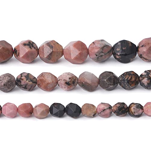 BEADIA Faceted Natural Rhodochrosite Stone Round Beads 6mm 36cm/Strand for Jewelry Making - color: Rhodochrosite, size: 6mm