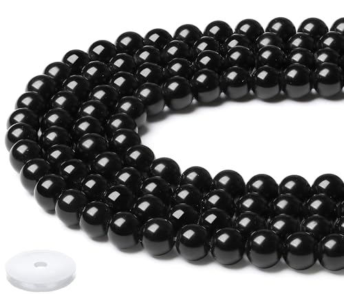 Obsidian 8mm Beads 100Pcs Natural Obsidian Stone Black Beads Loose Round Gemstone Crystal Bead for DIY Bracelet Necklace Jewelry Making - color: A-Black Obsidian, size: 100pcs