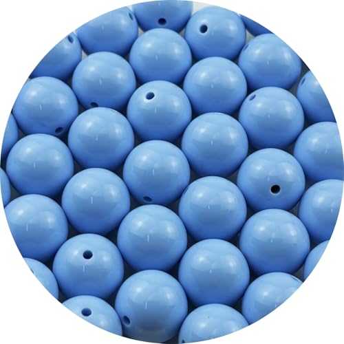 40pcs Acrylic Round Beads for Crafts 18mm Resin Candy Color Spacer Beads with Hole for Jewelry Making Sewing Crafts Decoration Necklaces Bracelets Earrings Supplies(Blue) - color: Blue, size: 18mm
