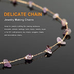 KYUNHOO 5 Meters Gold Plated Brass Chain for Jewelry Making Purple Irregular Natural Stone Crystal Necklace Chains Bulk with Jump Rings and Lobster Clasps - color: Natural Stone-Purple