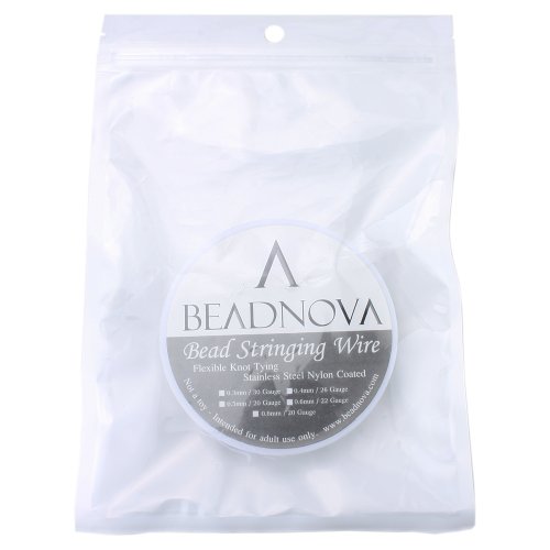 BEADNOVA 0.019-Inch 7-Strand Nylon Coated Stainless Steel Bead Stringing Wire for Jewelry Making (33-Feet)