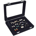 Vicoter Rings Organizer Tray 7 Slots Velvet Jewelry Earring Storage Box with Transparent lid Jewelry Display Case for Girls Wife Mom Women (Black) - color: Black