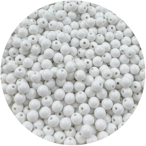 400Pieces 8MM Acrylic Round Beads Round Acrylic Balls Chunky Beads Smooth Spacer Plastic Pastel Beads Craft Beads for Necklace and Bracelet Making Crafting Supplies(176-white) - color: 176-white, size: 8MM