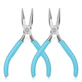 Mini Needle Nose Pliers Set, 2Pcs Needle Nosepliers for Jewelry Making, Blue Jewelry Chain Nose Plier, Small Craft Plier with Smooth Jaw and Comfort Grip Handle for Wire Bending Object Grasping - color: Blue