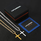 CaptainSteeL Cross Necklace for Men - Stainless Steel Silver/Gold Plain Cross Pendant Necklace Simple Jewelry Gifts, 20/22/24/26 Inches 3:1 Figaro Link Chain 4/5/6mm Width - size: 20inch, style: 6mm Silver