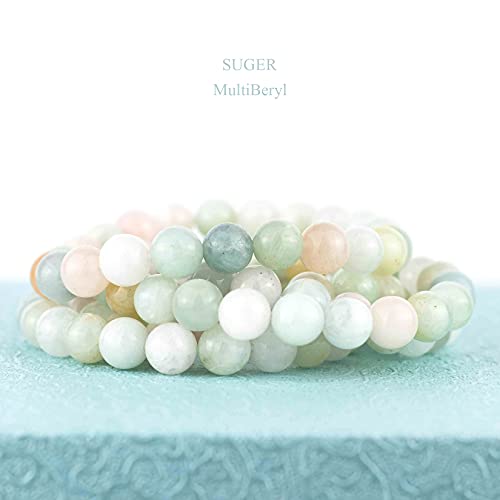 8mm Natural Gemstone Stretch Bracelet, Handmade Unisex Crystal Bracelets for Meditation, Yoga, Spiritual Healing & Positive Energy - color: Multi-Berly