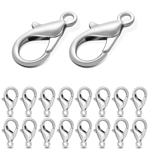 CooBigo 120pcs 20mm Lobster Clasps, Metal Alloy Lobster Claw Clasps for Car Keychain, Backpack Charm, Pet Tag Clip, Jewelry Making Accessories (Silver) - color: 20mm Lobster Clasps Silver