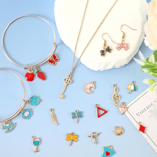 SANNIX 400Pcs Charms for Jewelry Making, Gold Enamel Charms Jewelry Bangle Charm Pendants Bracelet Necklace Earrings Making and Crafting - color: KC Gold+Multicolor