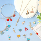 SANNIX 400Pcs Charms for Jewelry Making, Gold Enamel Charms Jewelry Bangle Charm Pendants Bracelet Necklace Earrings Making and Crafting - color: KC Gold+Multicolor