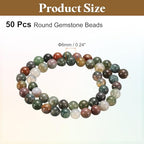 HARFINGTON 50pcs Natural Stone Beads 6mm Agate Green Round Gemstone Stone Loose Beading Real Genuine Smooth Balls Bead for Jewelry Making Bracelets Necklace Earrings DIY - color: Agate Green, size: 6mm