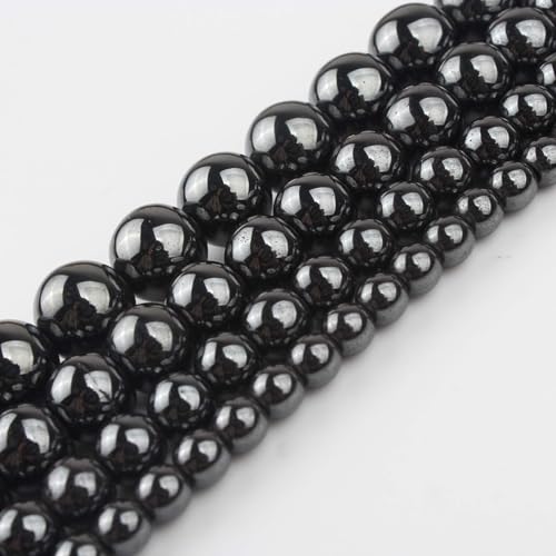 35pcs Black Hematite Beads，10mm Healing Power Natural Stone Round Loose Beads for Jewelry Making Earring Necklace DIY Crafts - color: Black Hematite, size: 10mm 35beads