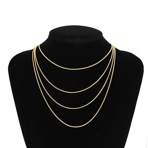 12 Pack Snake Chain Necklace Bulk Gold Plated Stainless Steel Necklace Chain for DIY Jewelry Making - color: Gold 16 Inches