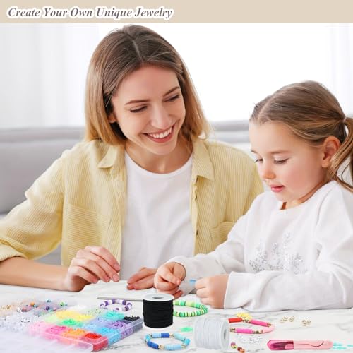 0.8mm Elastic String for Bracelets, Strong Stretchy Bracelet String for Pony Kandi Letter Beads, Black White Stretch Elastic Cord Thread with Scissors for Bracelet Making (Black White) - size: 0.8mm, style: black white