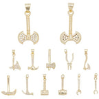 Beebeecrfat 12Pcs 12 Styles Gold Tool Pendant Charms Mini 18K Gold Plated Brass Cubic Zirconia Wrench & Plier & Hammer & Axe Home Tool Charms for Jewelry Making Necklaces Bracelets Earring DIY Crafts - color: Gold