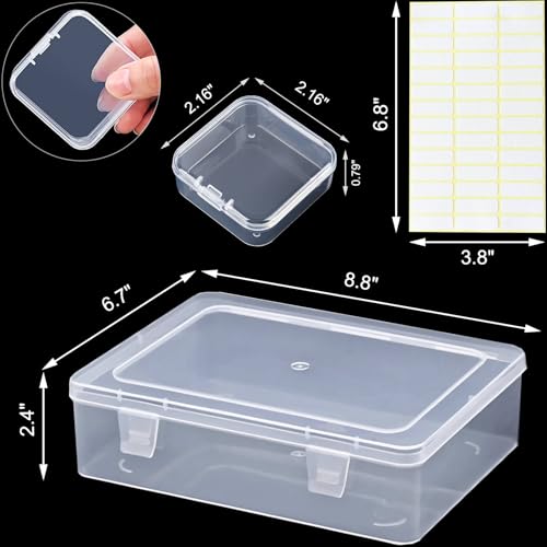 Bead Organizer Box, 90pcs Small Clear Plastic Storage Containers, Craft Storage Box Features Hinged Lid and Labels, Mini Boxes for Bracelets, Jewelry, Diamonds, Clay Beads, Screws, Seeds, Small Parts - size: 3 Pack 90 Pcs