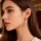 925 Sterling Silver Dangle Earrings for Women, 14K Gold Plated Filigree Dangling Leverback Earrings, Geometric Hypoallergenic Lightweight Dangly Drop Earings for Women Trendy Jewelry Gifts - color: C-Silver