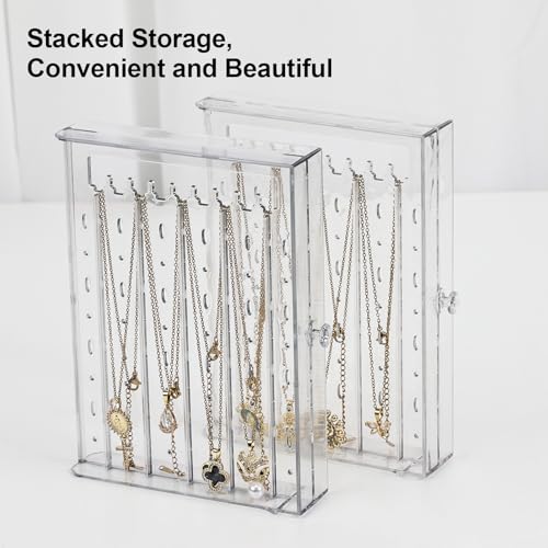 Greenfeather Jewelry Organizer with 7 Removable Drawers, Clear Acrylic Jewelry Box with 40 Necklace Hooks 120 Pairs of Earring Holes 2 Velvet-Lined Drawers for Rings Necklaces Earrings - color: Gray-Style A