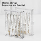 Greenfeather Jewelry Organizer with 7 Removable Drawers, Clear Acrylic Jewelry Box with 40 Necklace Hooks 120 Pairs of Earring Holes 2 Velvet-Lined Drawers for Rings Necklaces Earrings - color: Off-White-Style A