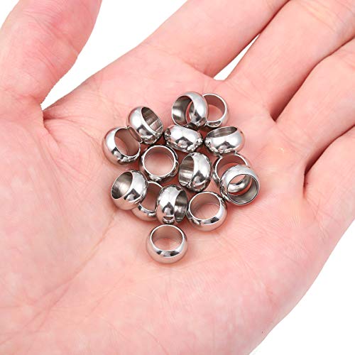 BEADIA Stainless Steel Spacer Beads 10x5mm Rondelle Loose Charm Caps Beads for DIY Jewelry Making 20pcs with 7mm Hole - color: 10x5mm 7mm