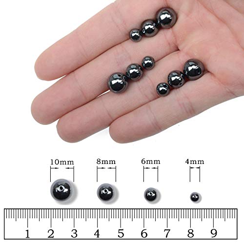 AD Beads Natural Gemstone Round Loose Beads 15" for Bracelet Necklace Earrings Jwelery Making Crafts DIY (4mm, Black Hematite) - color: Black Hematite, size: 4mm