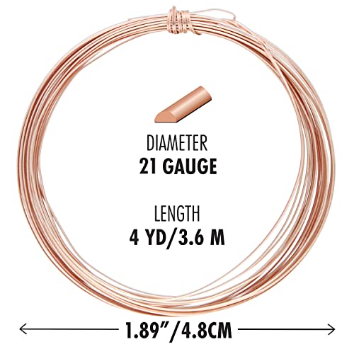 The Beadsmith Half-Round Craft Wire – Soft Temper Jewelry Wire, Rose Gold Color, 21 Gauge, 4 Yards - color: Rose Gold, size: 21 Gauge