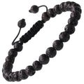 MASSIVE BEADS Natural Healing Power Gemstone Crystal Beads Unisex Adjustable Macrame Bracelets - color: Black Lave, size: 6mm