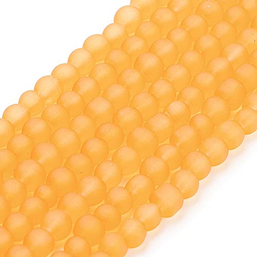 FASHEWELRY 200Pcs Transparent Frosted Glass Bead 4mm Matte Crystal Glass Loose Beads for DIY Jewelry Making (Goldenrod) - color: Goldenrod