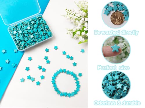 300pcs Turquoise Star Beads for Jewelry Making Natural Stone Lanyard Spacer Beads for Garland Keychain DIY Handmade Craft Necklace Bracelet Supplies - color: Turquoise Star