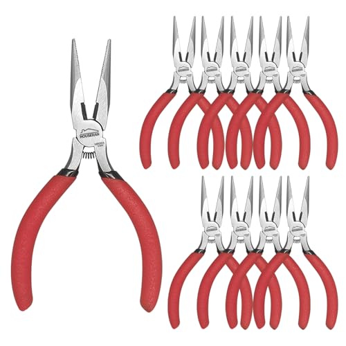 Needle Nose Pliers, 5 Inch, Needles Noses Pliers Set, 10 Pack, Small Needle Nose Plier, Long Nose Plier with Side Cutter, Spring Loaded Jewelry Needle Nose Pliers for Cutting and Bending Wire - color: 10 Pcs