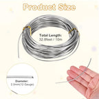 M METERXITY 12 Gauge Stainless Steel Craft Wire, 2.0mm 32.8 ft Bendable Floral Snare Wire for Jewelry Making/Sculpting/Armature Crafting/Floral Bonsai/DIY Crafts - size: 12 Gauge x 32.8 ft