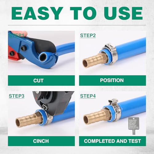 2 IN 1 Ratchet Pex Crimping Tool Cinch and Remove Combo Function Pex Pipe Crimp Tool from 3/8" to 1" Pex Crimper with Pex Cutter and Stainless Steel Pex Clamps 1/2" 25PCS, 3/4" 10PCS in Plastic Box - style: 2pcs Pex Tool Kit with Box