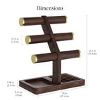 SRIWATANA 1 Bracelet Holder, Jewelry Display Stand Birthday Mother's Day Christmas Wood Solid Wood Classic Design Non-Slip Pad Metal End Cap Keeps Jewelry Secure T-Bar Organizer for Bracelets - Walnut - color: Walnut