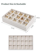 Stackable Jewelry Organizer Trays with Removable Dividers, 2-Tray Beige Jewelry Drawer Organizer Set for Earrings, Necklaces, Rings & Bracelets Gift for Her