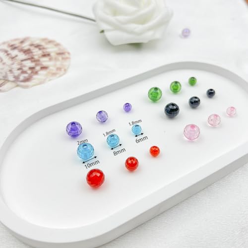 1000PCS 6MM Round Crystal Acrylic Beads Crystal Faceted Beads Spacer Beads for DIY Crafts Jewelry Making, Bracelets Necklaces Wind Chimes Suncatchers Loose Gemstones(64-Deep Blue) - color: 64-Deep Blue, size: 6MM