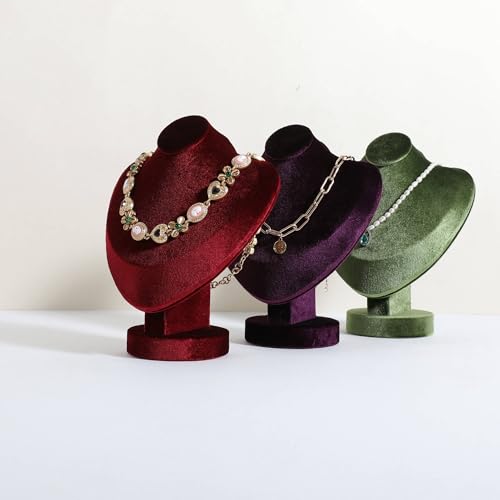 Velvet Necklace display stand for Selling, Jewelry Bust Mannequin for Show, Small Necklace Holder Stand【Red】 - color: Red