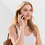 Marble Beaded Phone Wrist Strap,Detachable Phone Bracelet Strap with Tether Tab,Hands-Free Wristlet Strap (White Cat's Eye) - color: White Cat's Eye