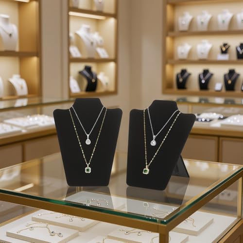 KUKUVR 2Pcs Black Velvet Necklace Bust Display Stand, Jewelry Pendants Chain Holder Stand, Necklace Display Board for Retail Vendor Booth & Selling (Small 8.8 * 6.7inch) - size: Small 8.8*6.7inch