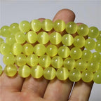 MJDCB 30pcs Lemon Yellow Cat Eye Stone Beads 12mm Round Crystal Loose Bead for Jewelry Making DIY Bracelets Necklace - color: Lemon Yellow, size: 12mm(30pcs)