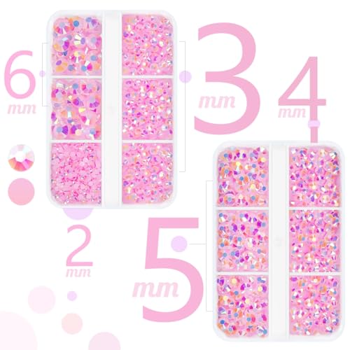 qiipii Light Pink AB Resin Rhinestones w B7000 Glue for Bedazzling Crafting Flatback Jelly Stones 2mm 3mm 4mm 5mm 6mm Diamonds Crystals Gems for Nails Face Eyes Makeup Tumblers Bottles Crafts Clothes - color: Light Pink AB