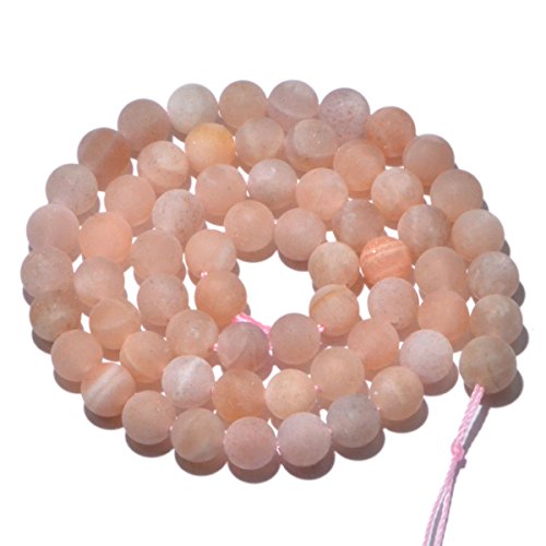 AD Beads Beautiful Natural Matte Gemstone Round Spacer Loose Beads 4-12mm (6mm, 18 Matte Sunstone) - color: 18 Matte Sunstone, size: 6mm
