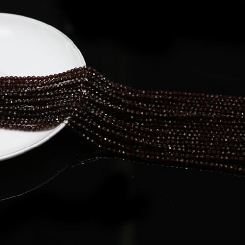 10 Strands Spinel Beads Artificial Faceted Small Round Loose Beads 3mm 15 inch for Jewelry Making Charms Necklace Bracelet - color: Black