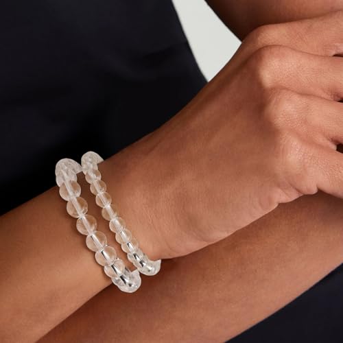 3 PCS Healing Crystal Bracelets for Women 8mm Natural Stone Beaded Stretch Bracelet Amethyst Jewelry Gifts - color: 4,6,8mm Clear Quartz
