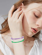 2/3-Pieces 4mm 6mm 8mm Natural Crystal Gemstone – Handmade Reiki Energy Healing Stretch Bracelets Jewelry for Yoga, Meditation, Unisex - color: 3 Pieces (Amethyst&GreenJade&WhiteJade), size: 4mm