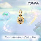925 Sterling Silver Charms for Bracelets Gold Love and Heart Charms Cherry Blossom Dangle Beads Jewelry for Women - color: Gold Lucky 7