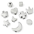 DanLingJewelry 200Pcs 10 Styles Tibetan Style Antique Silver Loose Spacer Beads Heart Star Cross Moon for Jewelry Crafting Making DIY - color: 200pcs - mix