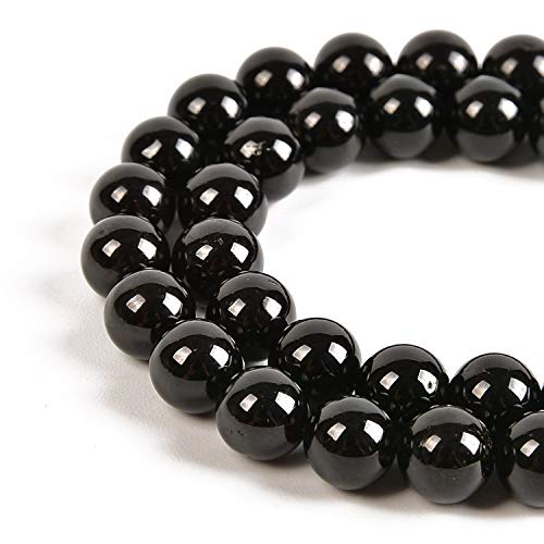 36pcs 10mm Natural Black Tourmaline Gemstone Round Spacer Loose Stone Beads for Jewelry Making 15.5" 1 Strand (Black Tourmaline, 10mm 36Beads) - color: Black Tourmaline, size: 10mm 36Beads